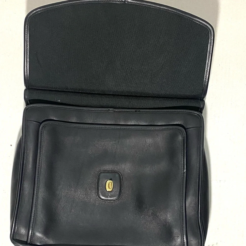 Vintage Coach Black Leather Briefcase Laptop Bag #d8c-5299 - Picture 3 of 5
